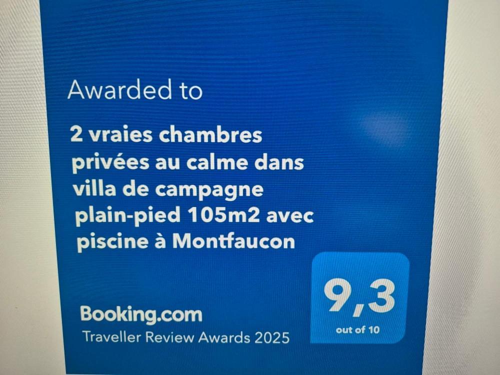 2 Vraies Chambres Privees Au Calme Dans Villa De Campagne Plain-Pied 105M2 Avec Piscine A Montfaucon Montfaucon  Exterior foto